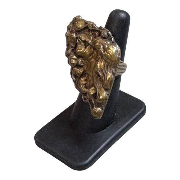 Antique  Art Nouveau Sterling Silver Womans Face Floral Flowers Statement Ring 6 - Picture 2 of 12